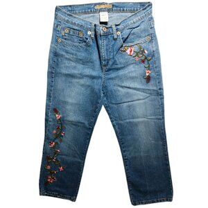 Z. Cavaricci Vintage Women's Floral/Flower Embroidered Capri Jeans Size 14